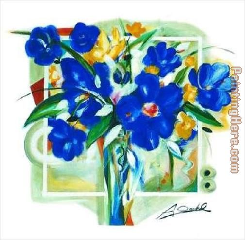 Alfred Gockel Blue Flowers In Vase